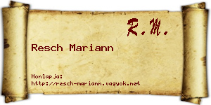 Resch Mariann névjegykártya